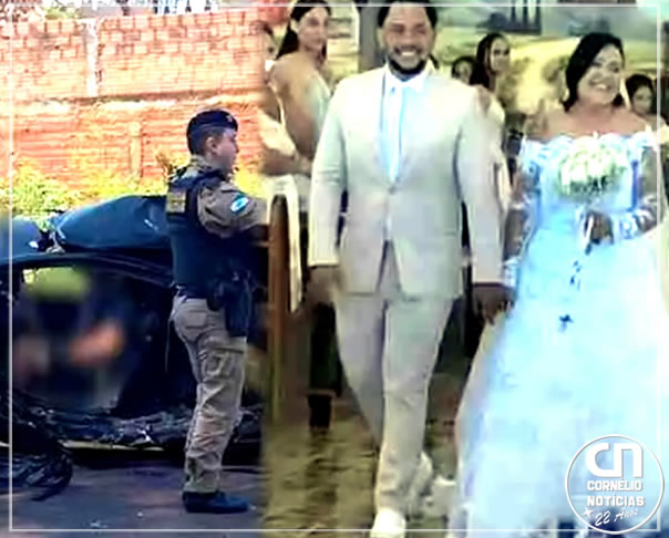 Noiva sobe ao altar um dia após sobreviver a grave acidente no Paraná