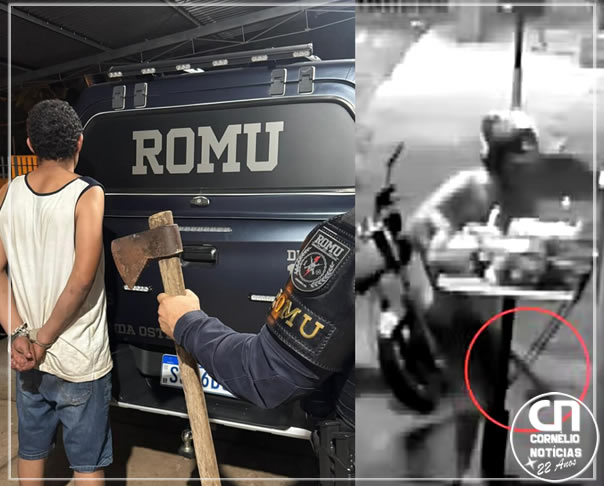 Homem é preso após invadir casa da companheira armado com machado