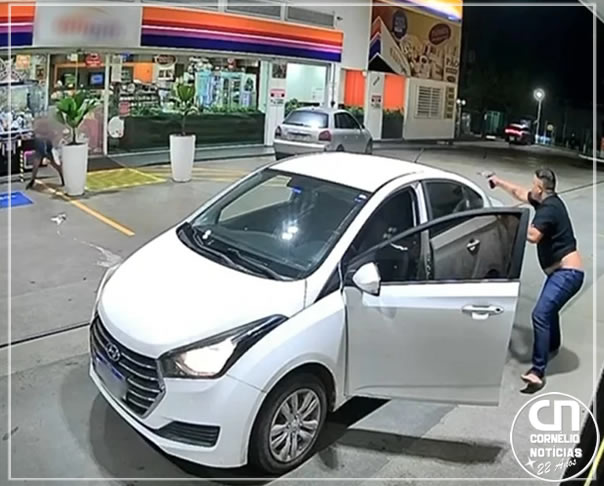 Homem troca tiros com policial em posto de combustíveis em Curitiba