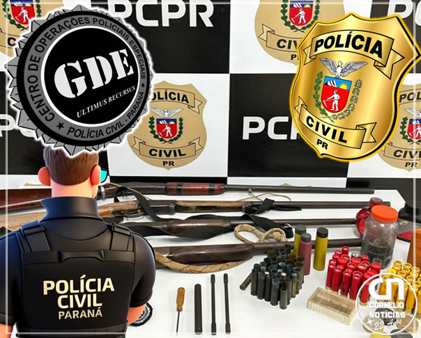 PC encontra armas e aves silvestres durante ação em Cornélio  Procópio