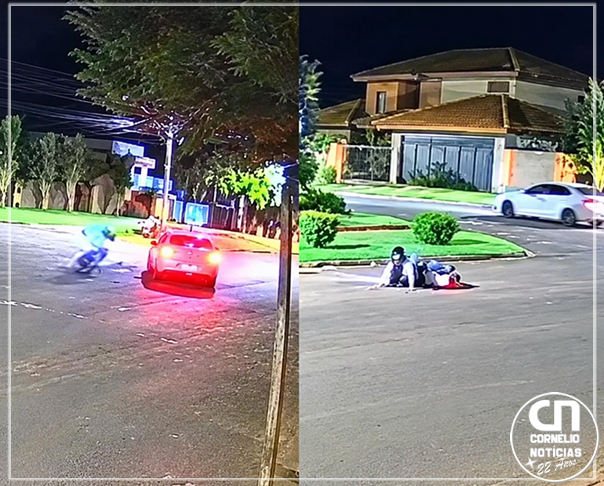 Carro cruza trajetória de motociclista e motorista deixa local após acidente