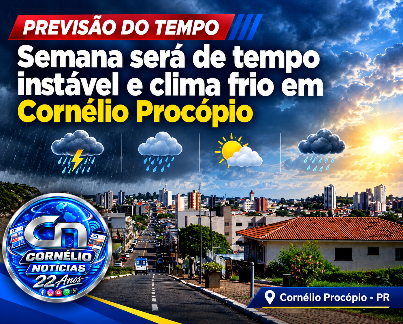 Cornélio Procópio tem previsão de semana com tempo instável