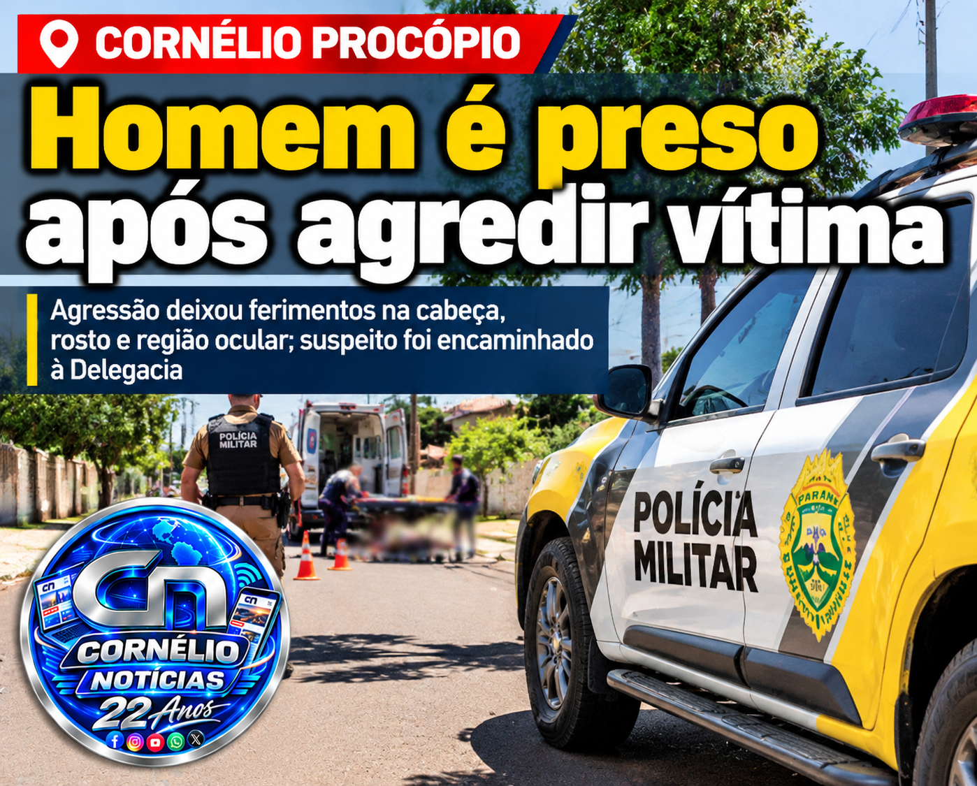Homem é preso após agredir brutalmente vítima de 54 anos