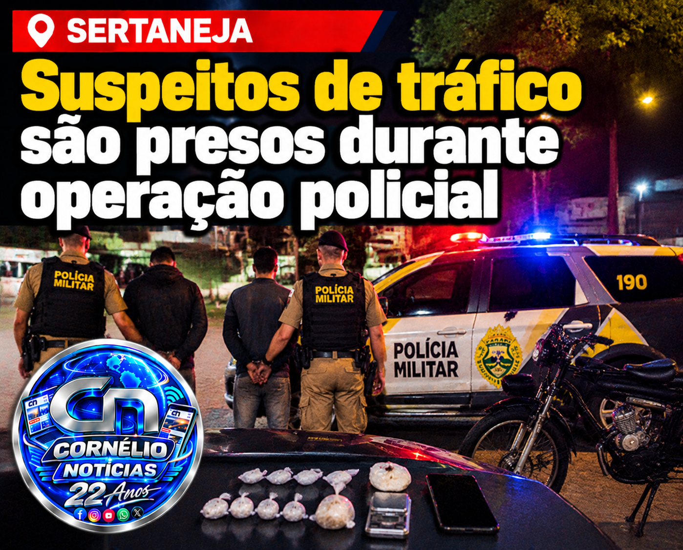 Suspeitos de tráfico são presos durante operação policial