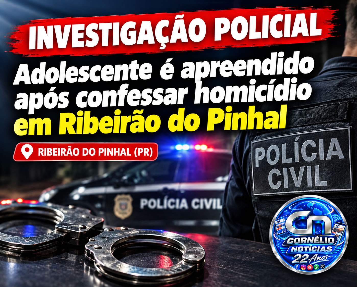 Adolescente é apreendido após confessar homicídio em Ribeirão do Pinhal