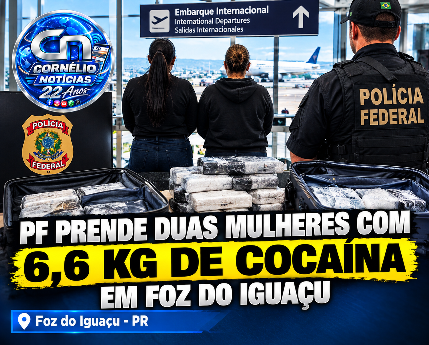 PF prende duas mulheres com 6,6 kg de cocaína em Foz do Iguaçu
