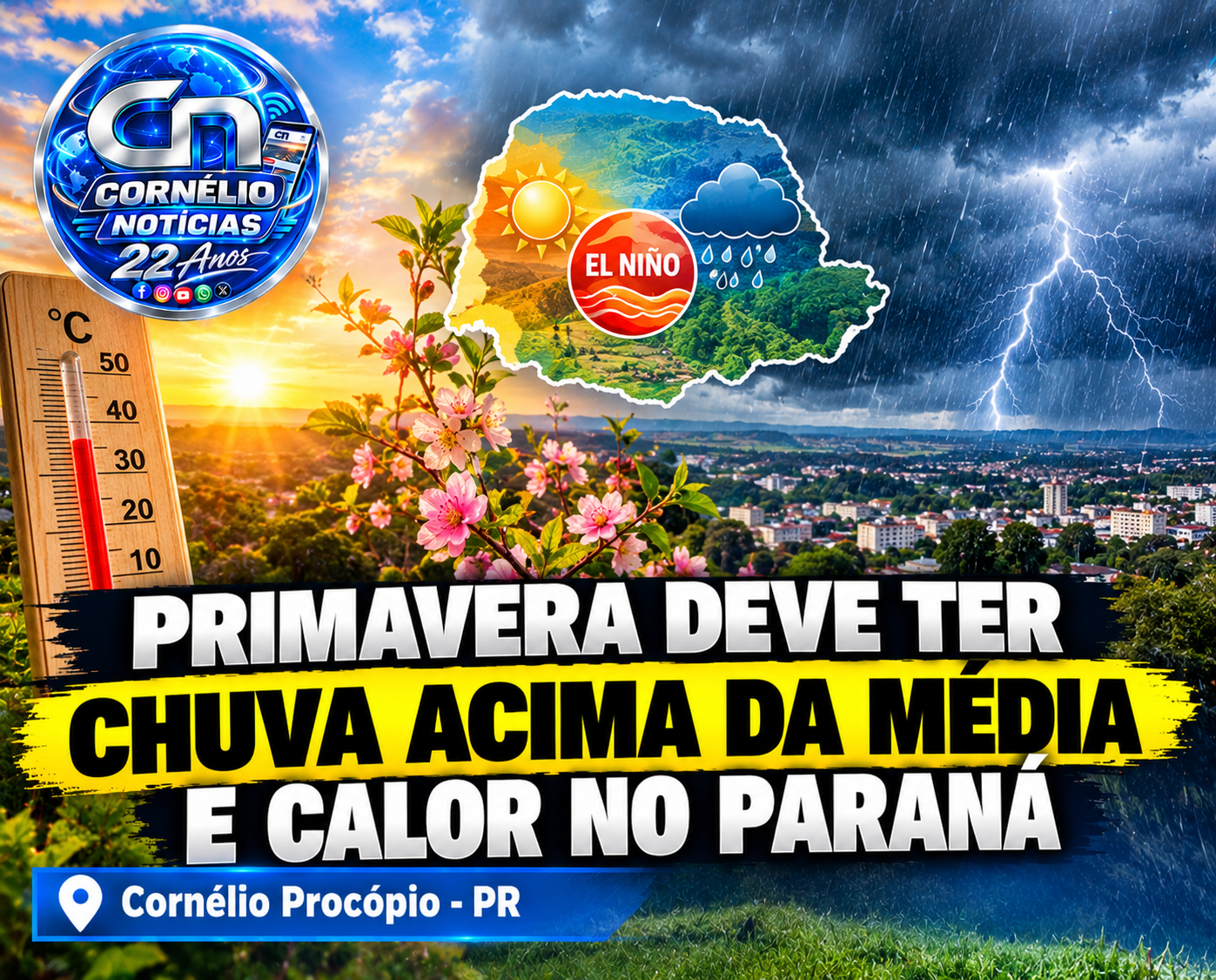 Primavera deve ter chuva acima da média e calor no Paraná