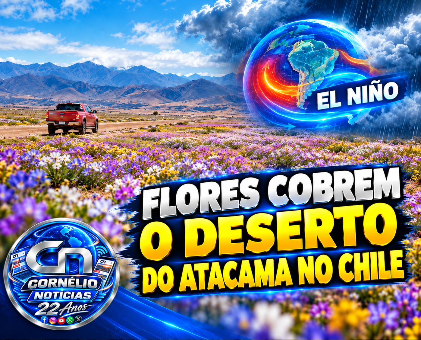 Chuvas fazem florescer o deserto do Atacama, o mais árido do mundo