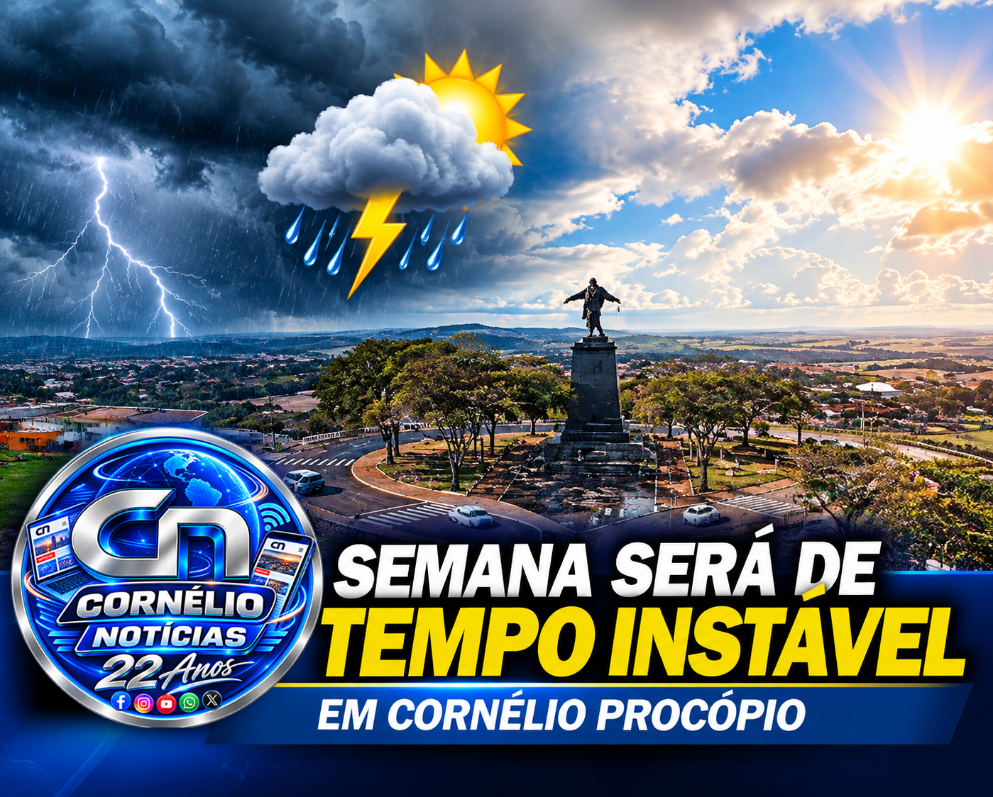 Semana será de tempo instável em Cornélio Procópio
