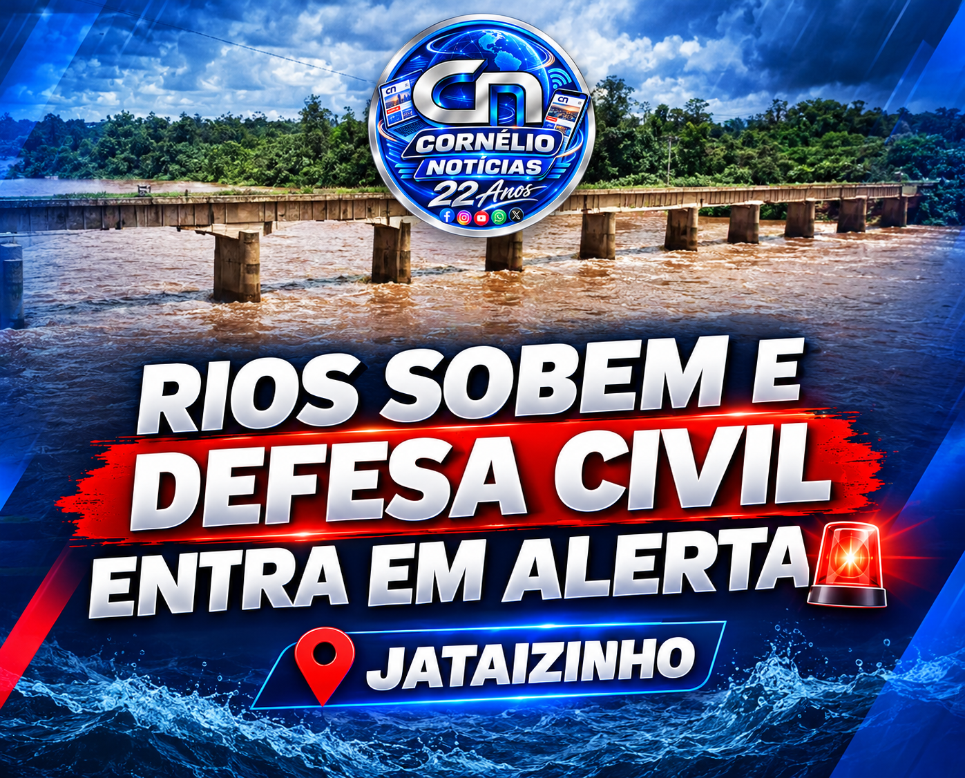 Rios sobem e Defesa Civil entra em alerta na região metropolitana de Londrina