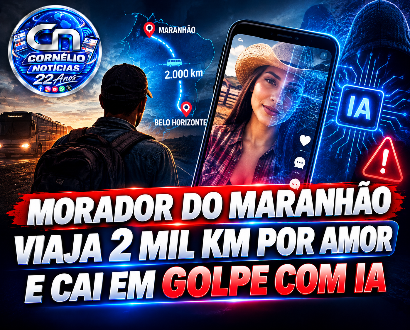 Morador do Maranhão viaja 2 mil km por amor e cai em golpe com IA