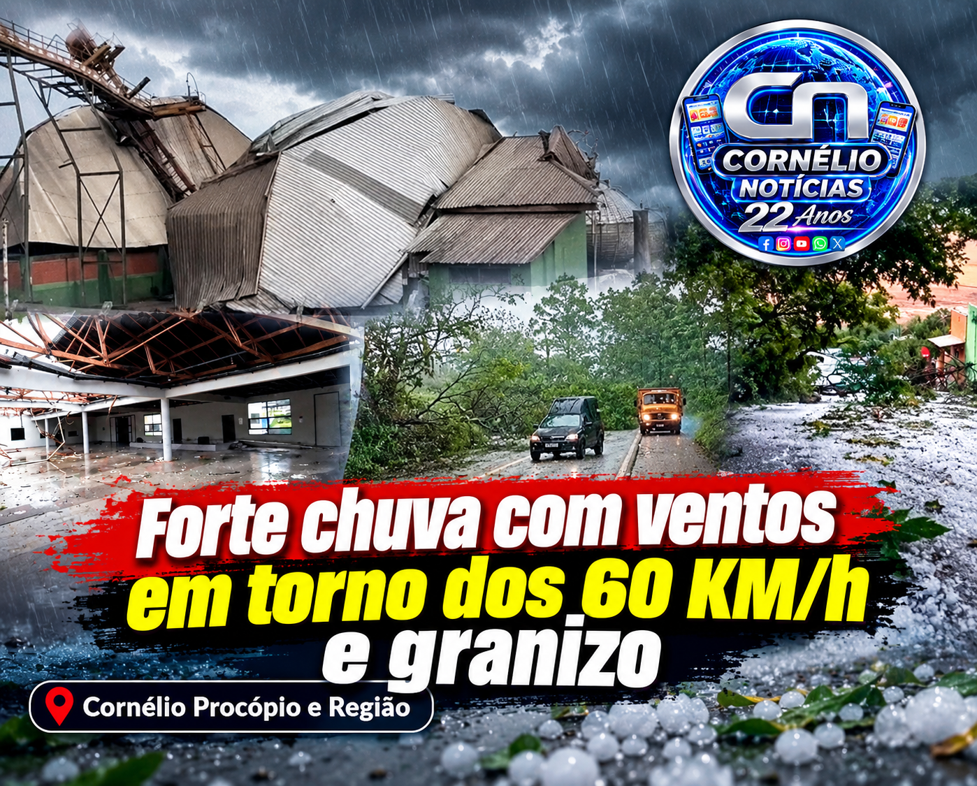Forte Temporal provoca estragos em Cornélio Procópio e região