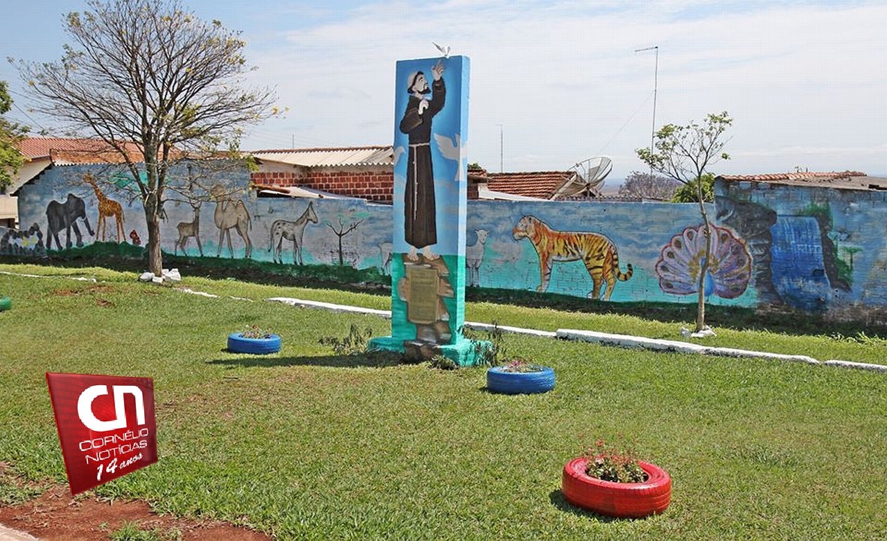 Em Cornélio Procópio, projeto de arte no Jardim Panorama revitaliza Praça São Francisco de Assis