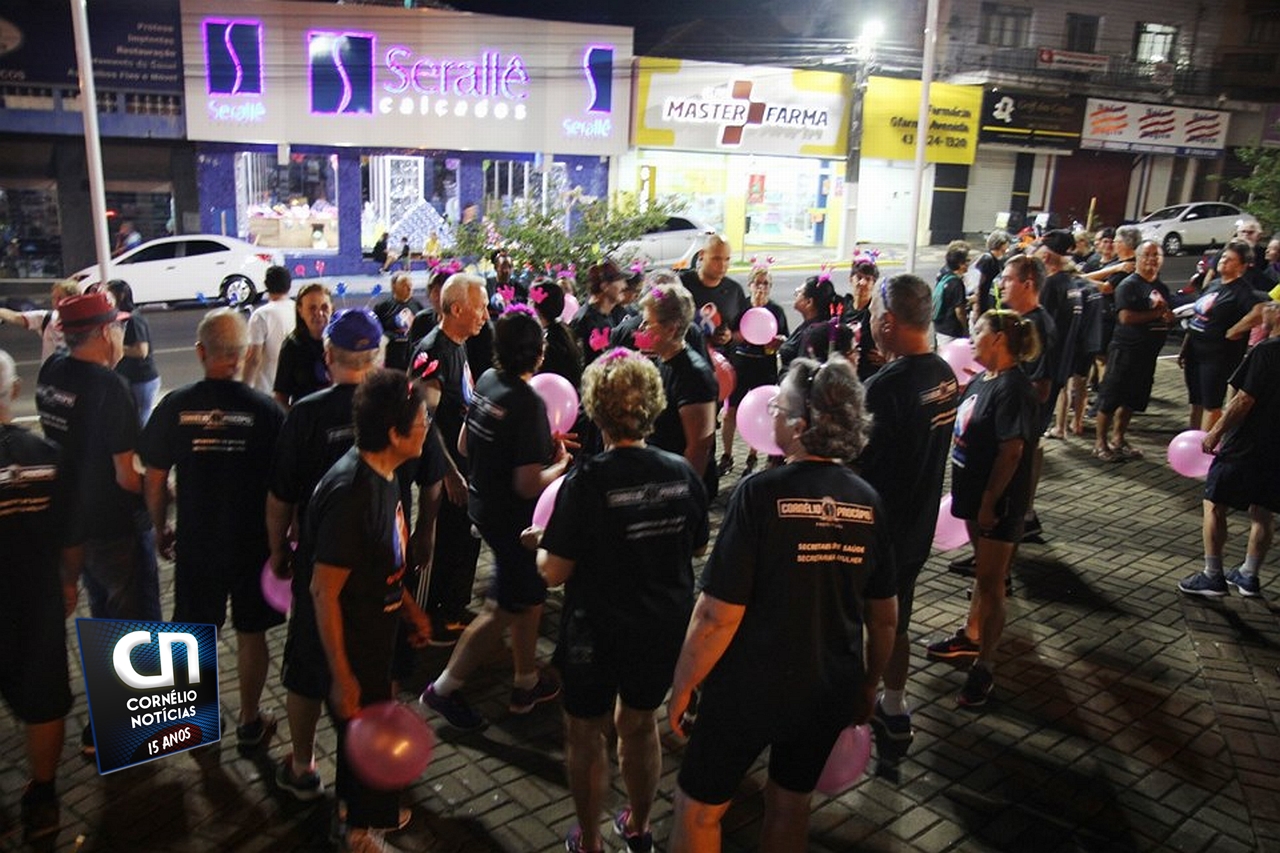 Secretaria de Saúde e NASF promovem 1ª Caminhada Noturna “Outubro Rosa e Novembro Azul” em Cornélio Procópio